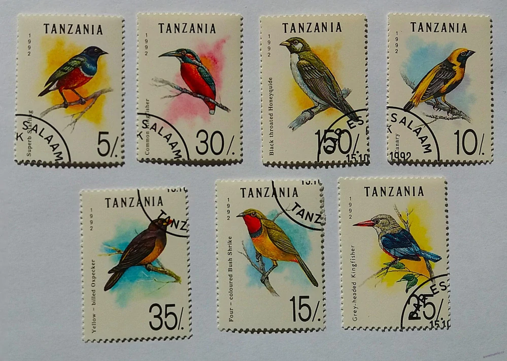 Sestava známek - Tanzania - ptáci