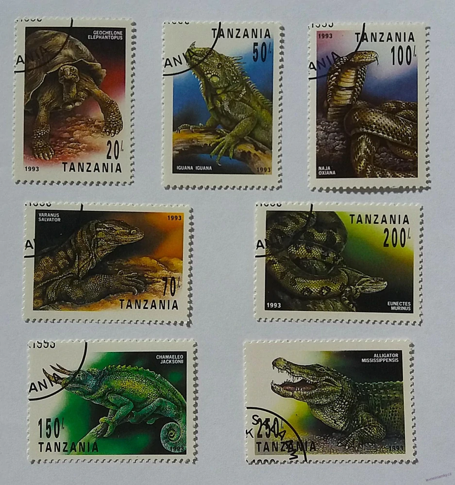 Sestava známek - Tanzania - ještěři, hadi