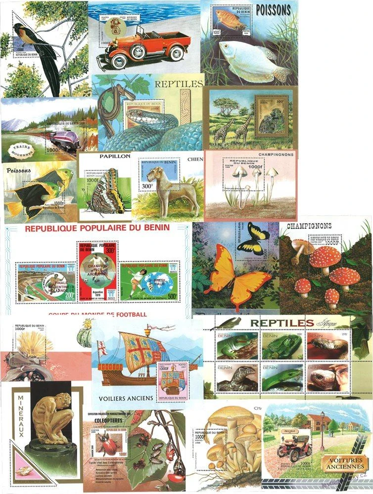 Aršíky známek - Benin - 1977-2003 - 20 ks - čisté