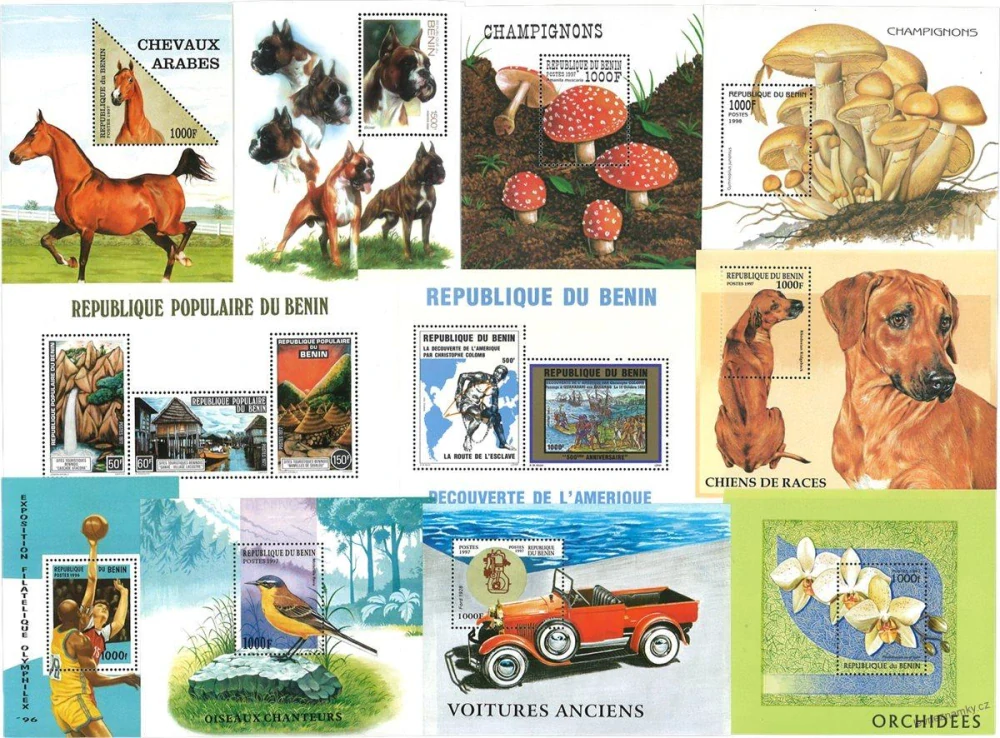Aršíky známek - Benin - 1977-2003 - 20 ks - čisté