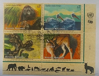 Čtyřblok známek - Nations Unies - fauna