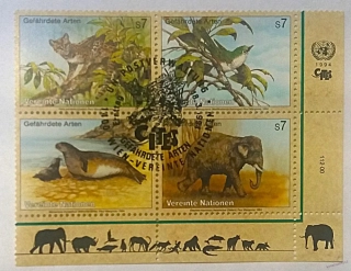 Čtyřblok známek - Nations Unies - fauna
