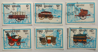 Sestava známek - Cambodge - kočáry