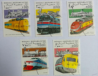 Sestava známek - Somali - vlaky